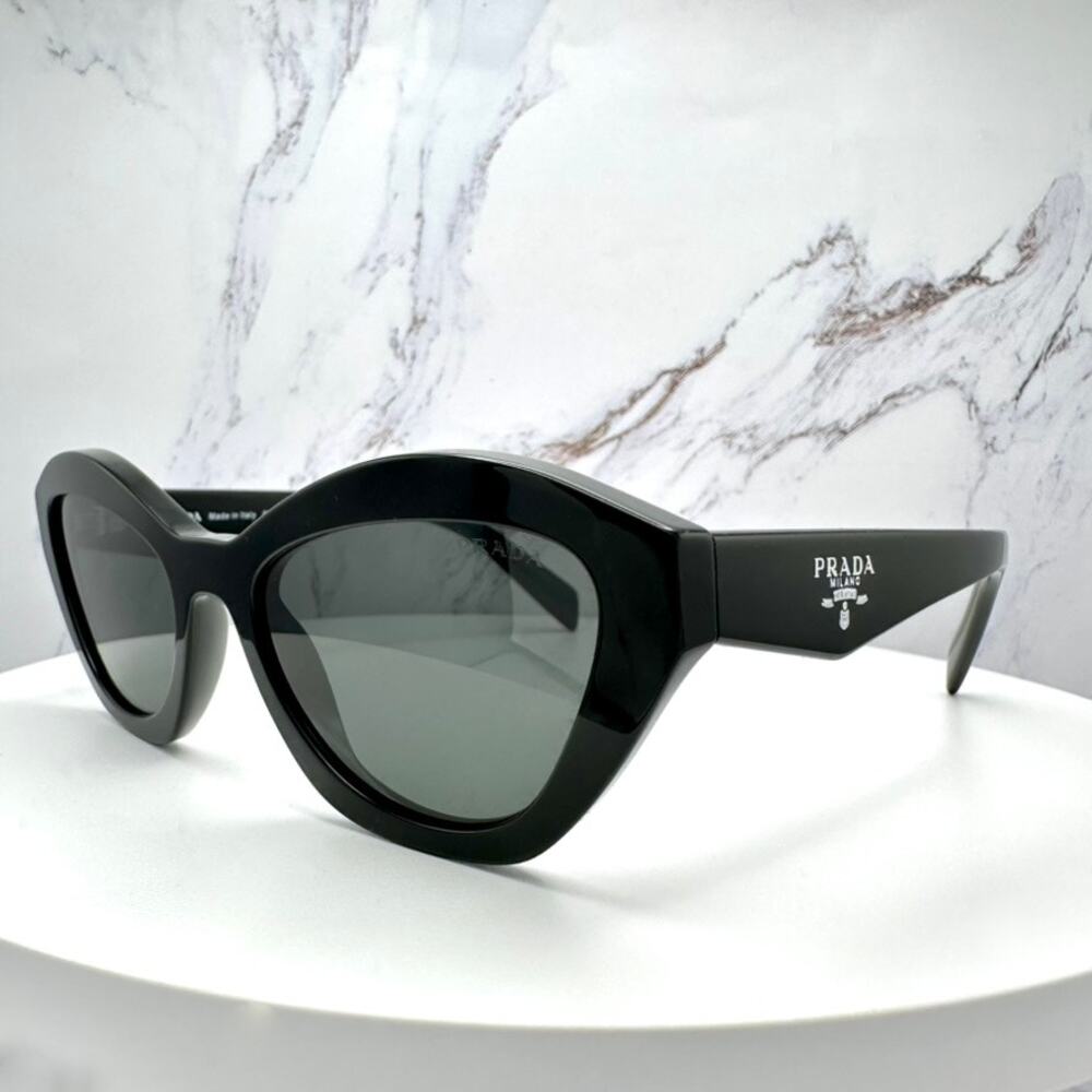 New PRADA Sunglasses Black Butterfly Cat Eye Logo Symbole Logo New - Picture 7 of 16